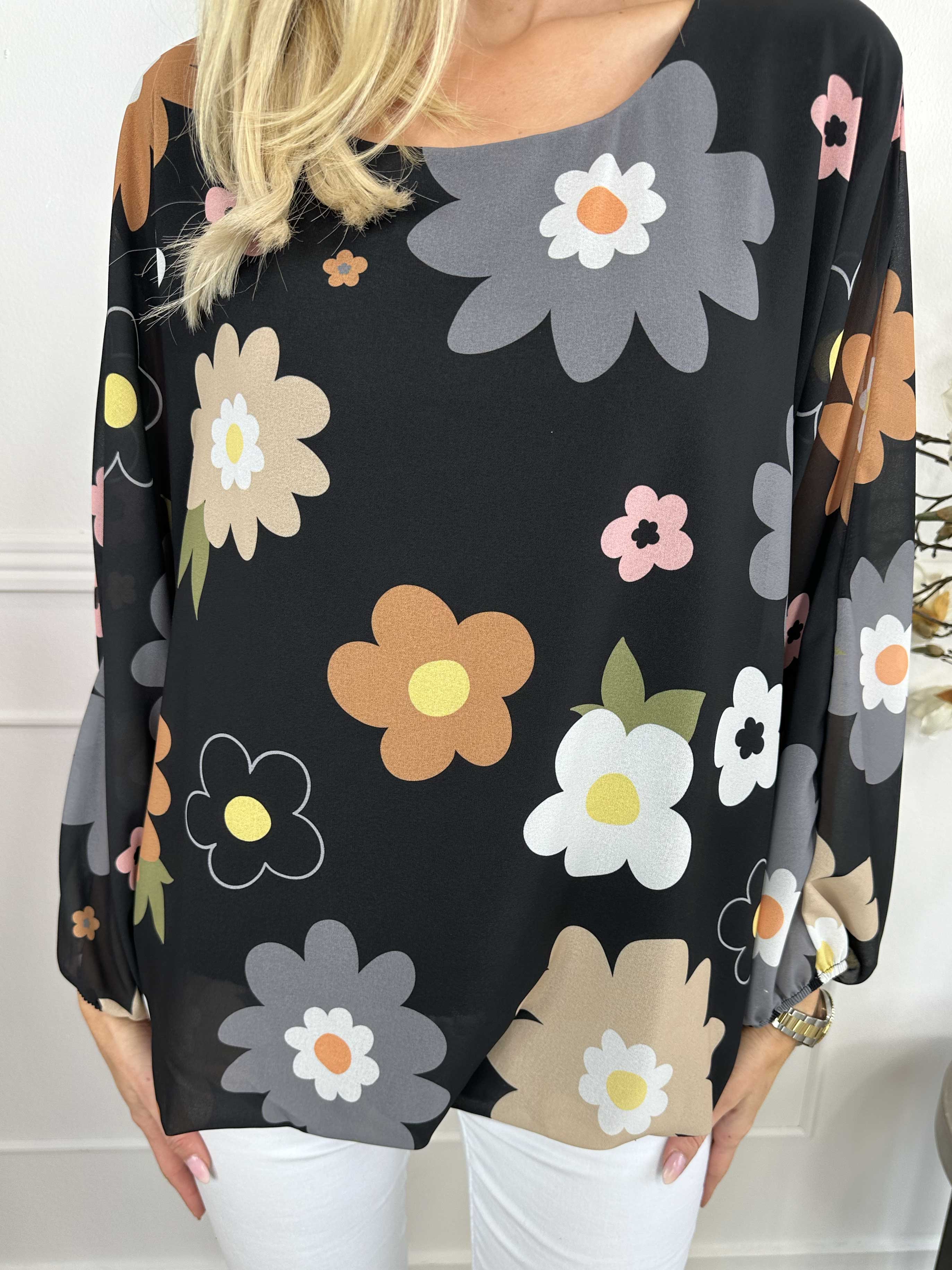 Destiny Flower - Chiffongblus med blommönster